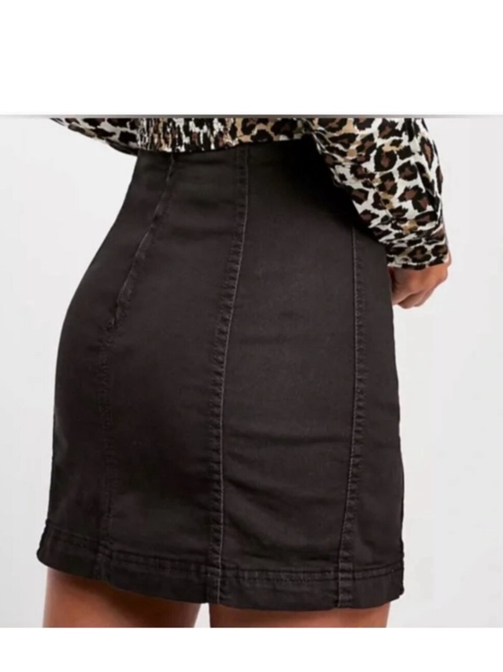 Free People Black Denim Cotton Mini Skirt Size 8